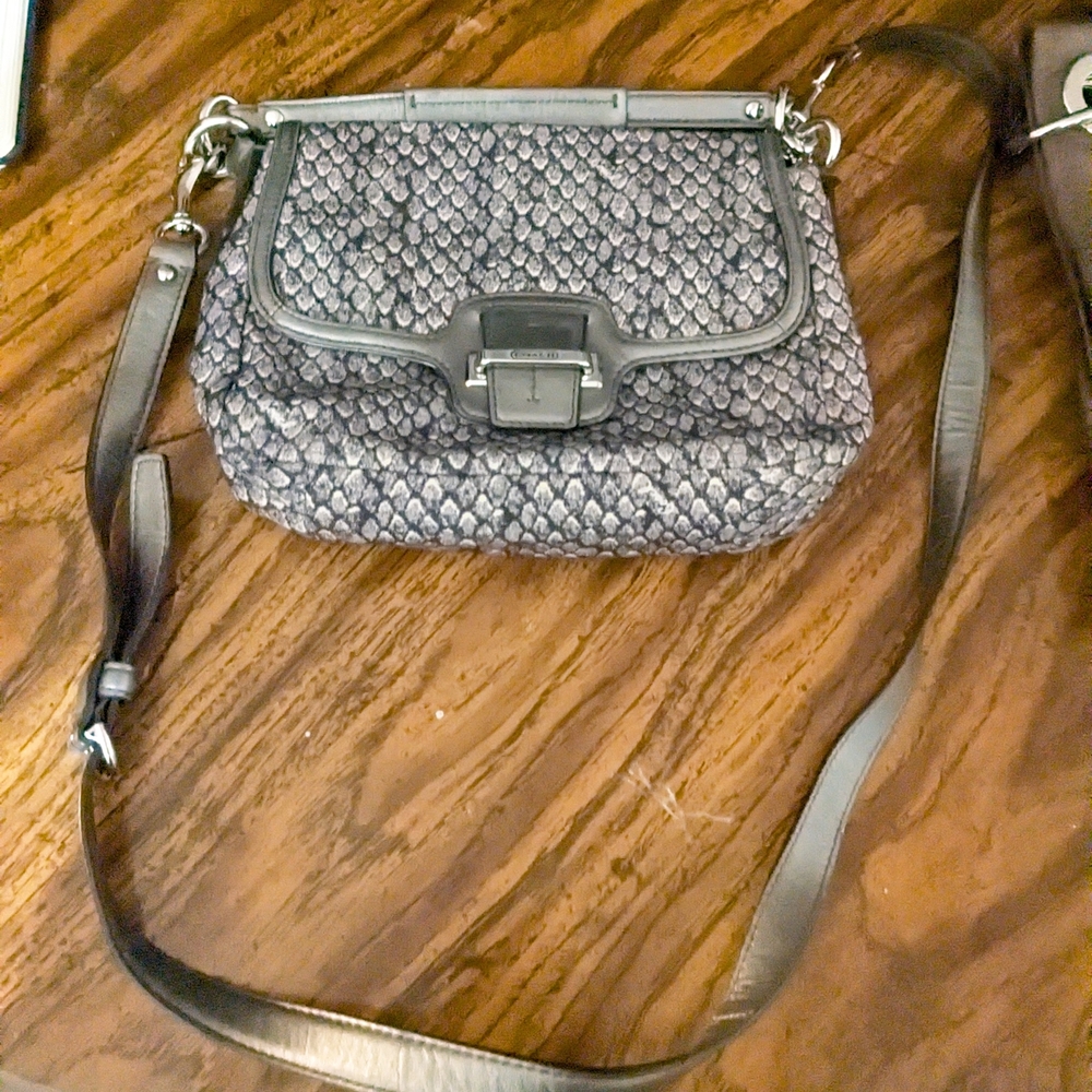 Coach Gray Textured Crossbody Bag